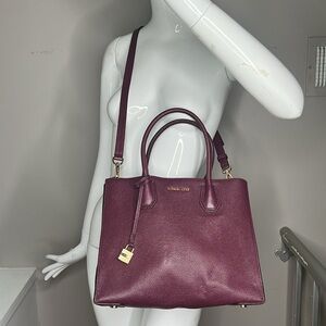 Michael Michael Kors Mercer Large Purple Pebbled Leather Tote Shoulder Bag